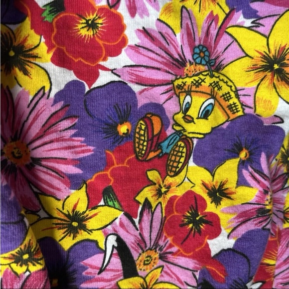 Vtg 90s Looney Tunes Floral Shorts Sz M (photos) Sylvester Tweety Warner Bros EC - Picture 3 of 13